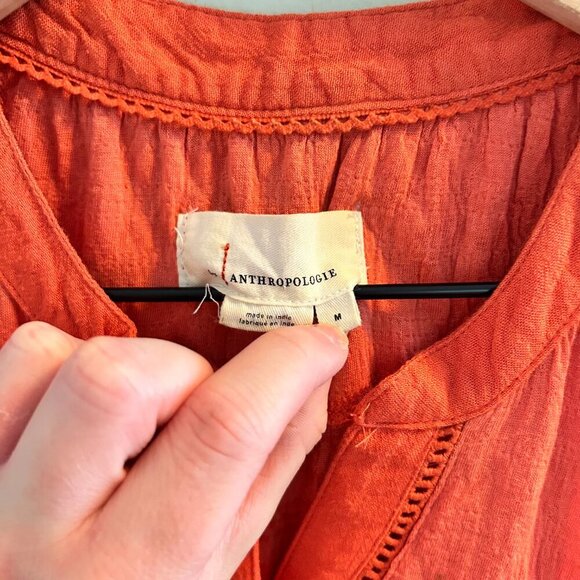 Anthropologie Nia Tunic Womens Size Medium Orange Sleeveless Button Down Top - Picture 4 of 10
